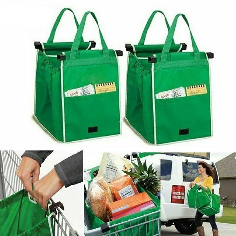 Foldable Reusable Supermarket Shopping Bag Large Trolley Grab Bag Hold