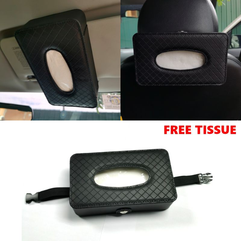 Car Luxury Tissue Box Holder Storage Paper Napkin Box Kotak Tisu Kereta Sun Visor Dashboard Arm Rest