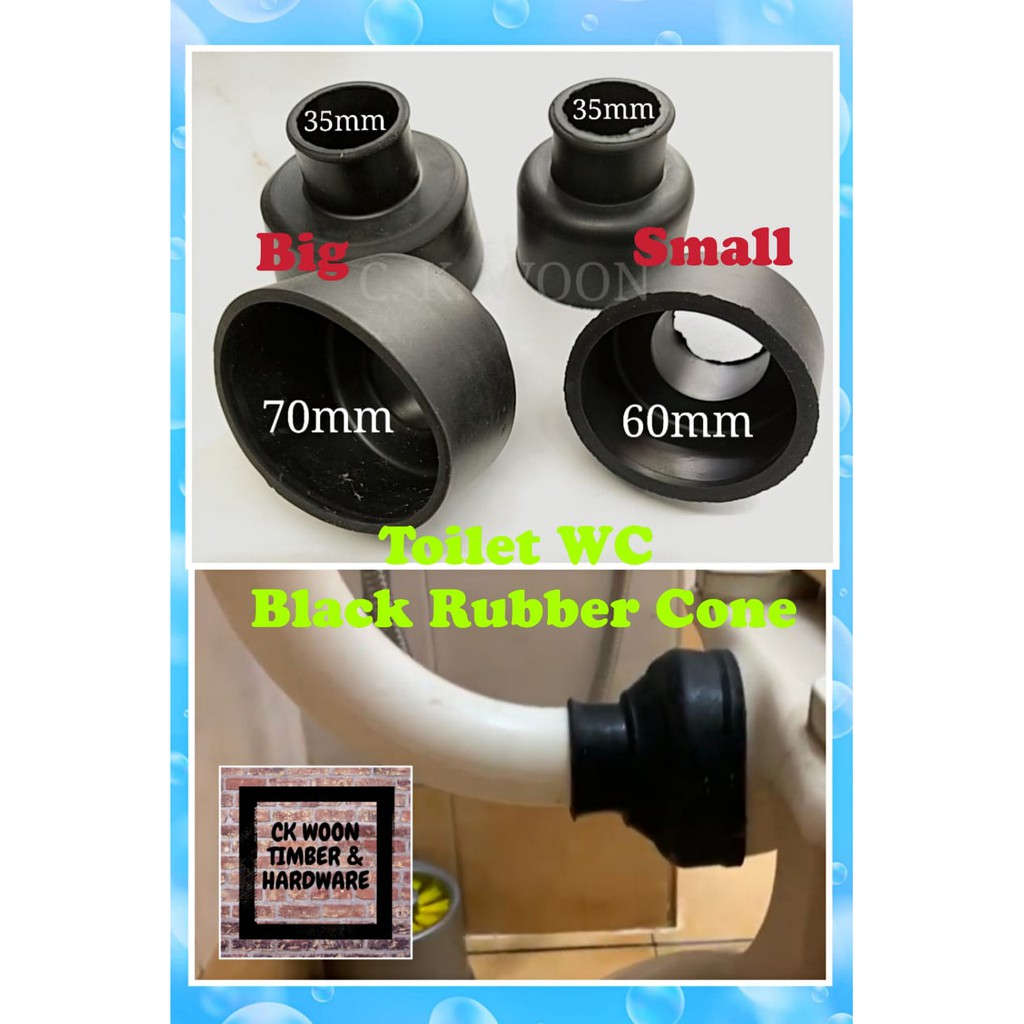 Toilet wc black rubber cone for low level cistern / Rubber Cone Seal