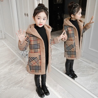 ♥Ready Stock Middle Children's Outerwear Girls Autumn Winter Clothes Coat 2021 New Style Korean Version Woolen Western