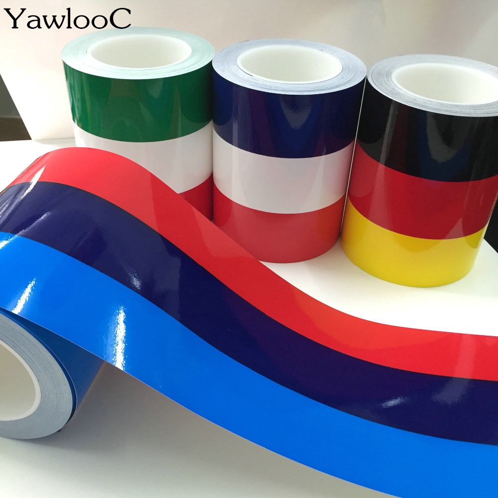 1 pc/lot 15cm*200cm M-Colored Germany Italy French Flag Striped Car Hood Vinyl Sticker Body Decal For BMW M3 M5 M6 E46 E