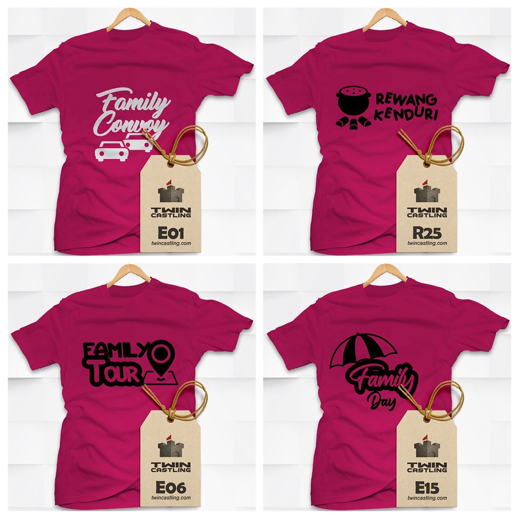 T-shirt Family Day, Birthday & Rewang - Custom Pink Shirt - Twin Castling