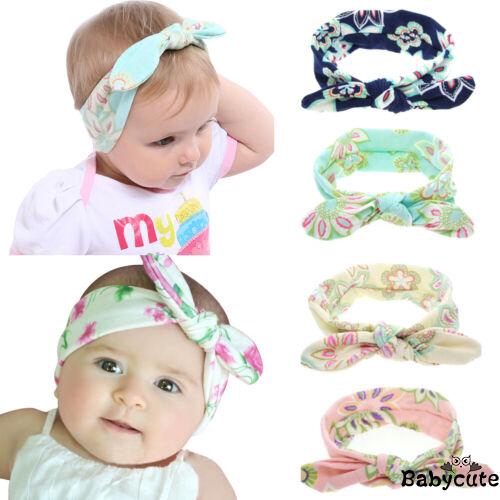 Infant Baby Girl Kids Rabbit Bow Headband Hair Band Headwear Soft Stripe Turban