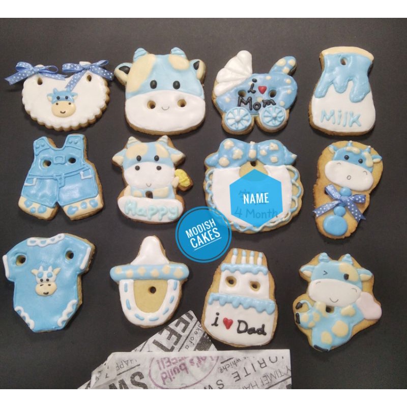 可爱牛牛收诞饼cute Moo Moo Baby Shower Cookies