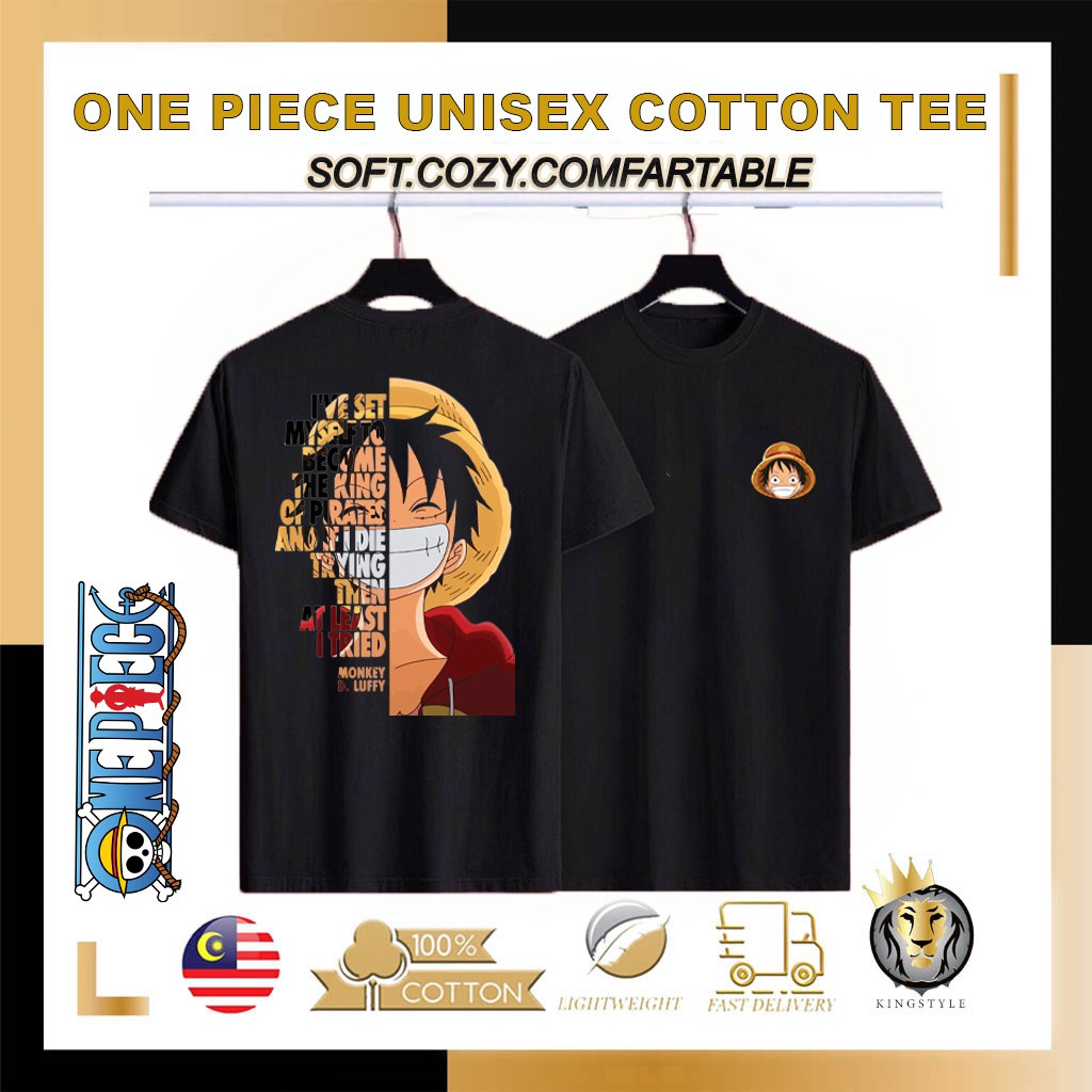 ?Promosi Murah? One Piece 34 TShirt 100% Cotton Unisex Men Women Round Neck Short Sleeve Baju Lelaki Wanita Ready Stock