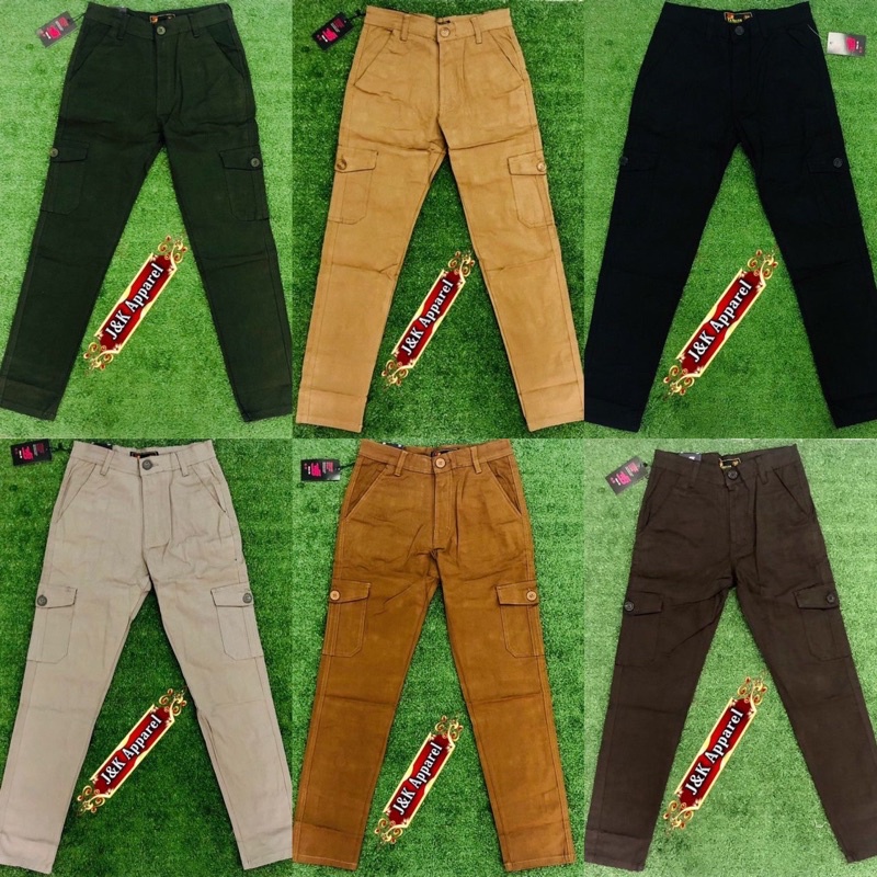 six pocket long cargo pants, bole pakai tali pinggang 100% good quality ???
