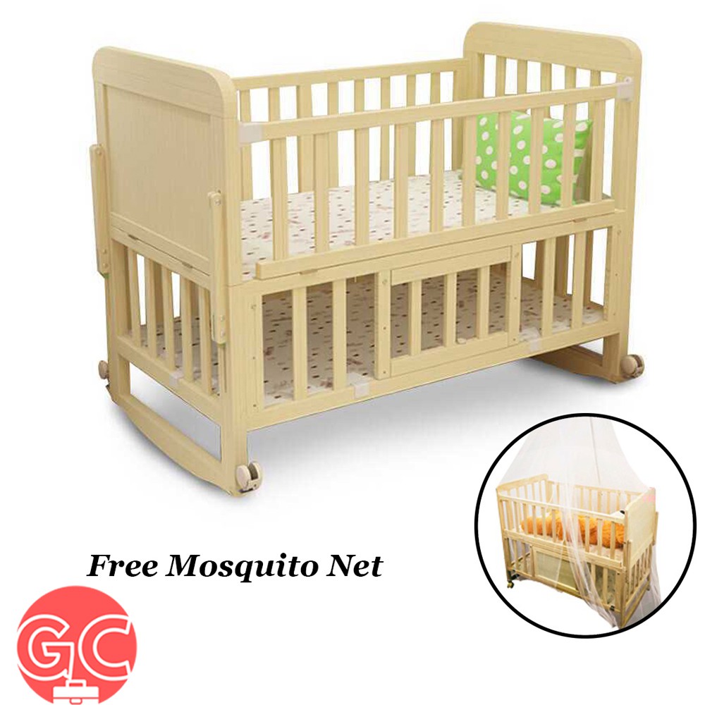 natural wooden cot