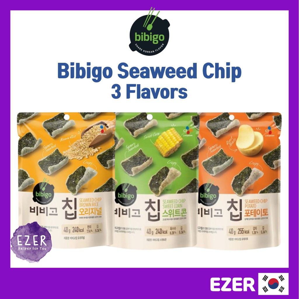 [Bibigo] Seaweed Chip 40g 3 Flavors (Original/Sweet Corn/Potato ...