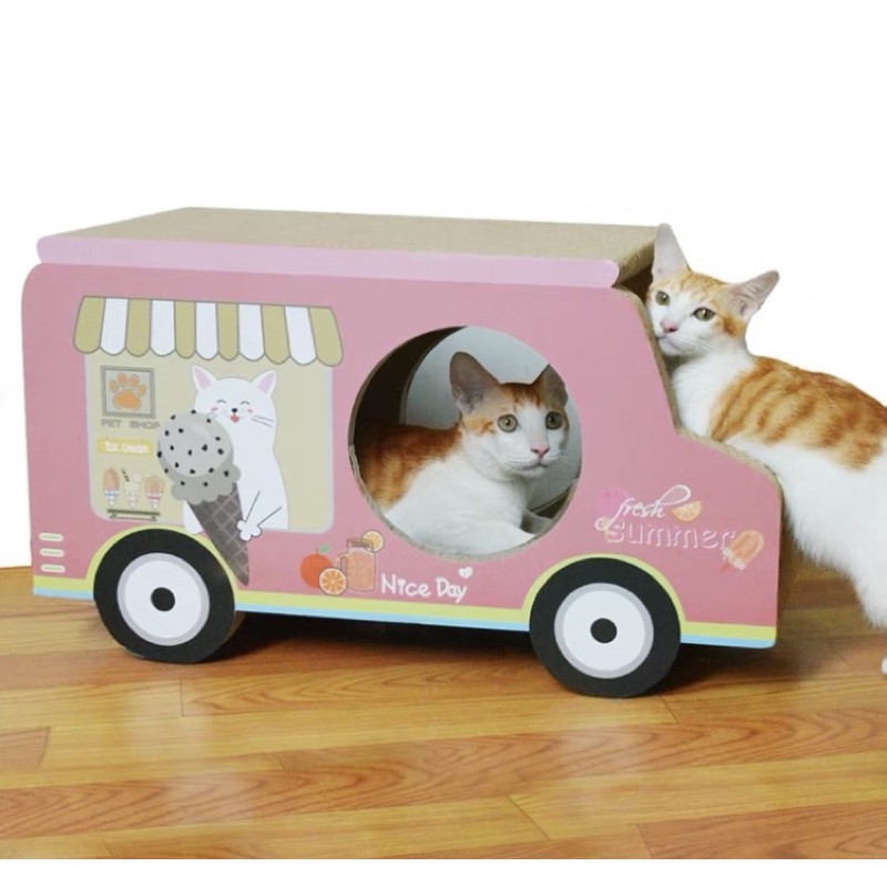 Summer Ice Cream Truck Cat Scratch Box / Bed currogated box Shopee