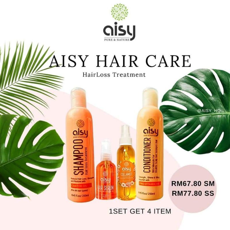 AISY HAIR CARE (HAIR LOSS TREATMENT) SHAMPOO CONDITIONER SERUM COLLAMIST AISY HAIR BOOSTER