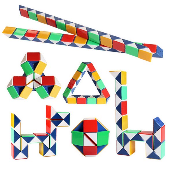 24 Blocks Snake Magic Twist Jigsaw Puzzle Toy Speed Magic Ruler Snake Toys Children Educational Toys Christmas Gifts 魔术尺