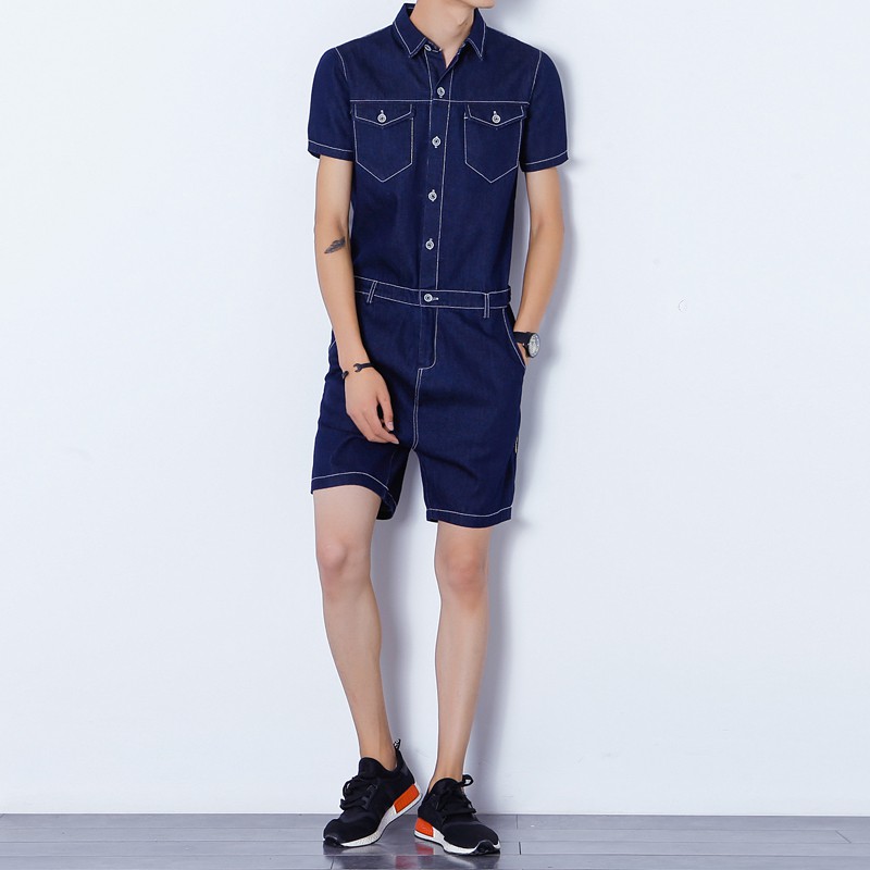 mens denim overalls shorts