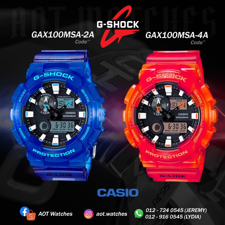 G Shock Watch Casio Gax 100msa 2a Gax 100msa 4a Gax100msa 2a Gax 100msa 4a G Lide Blue Red Shopee Malaysia