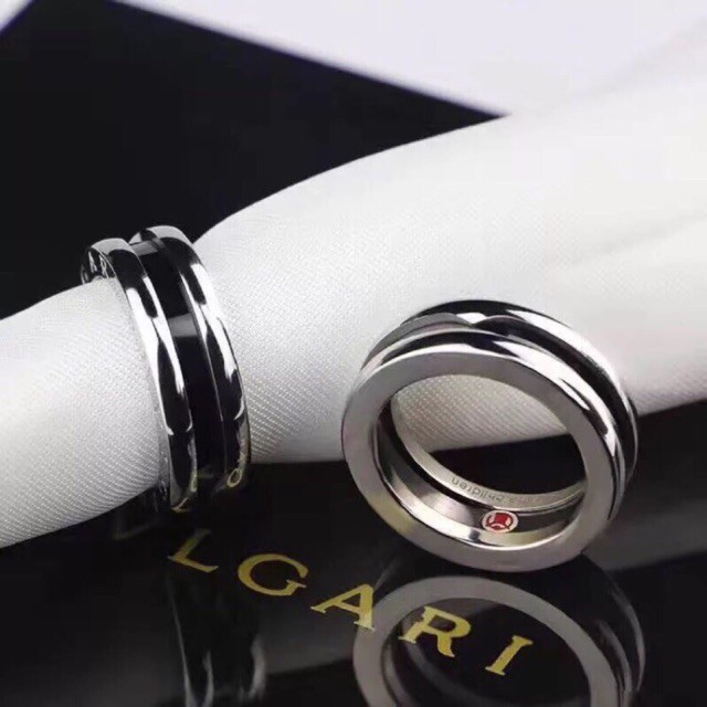 Bvlgari Ring Charity 925 Sterling Silver Black Ceramic Little Red Men And Women Shopee Malaysia