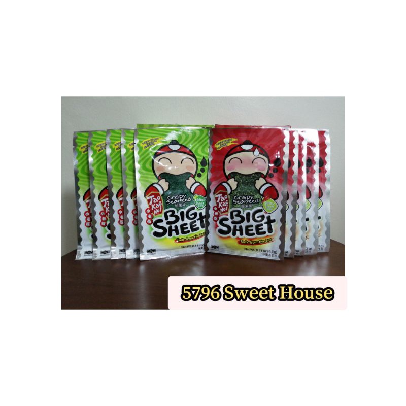 [Ready Stock] 3.0g x (4+1)Tao Kae Noi Crispy Seaweed Big Sheet Original /Spicy Flv