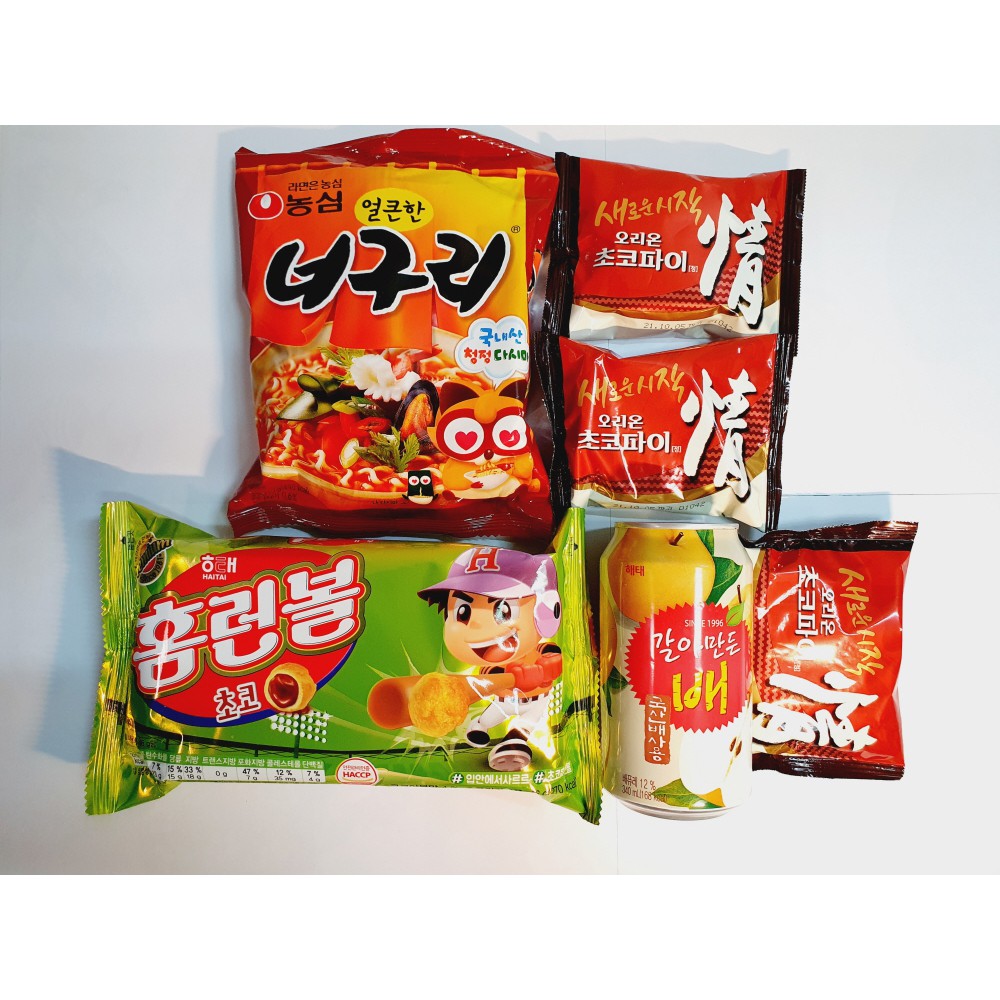South Korean flavor. A special gift box with Korean snacks, ramen, and
