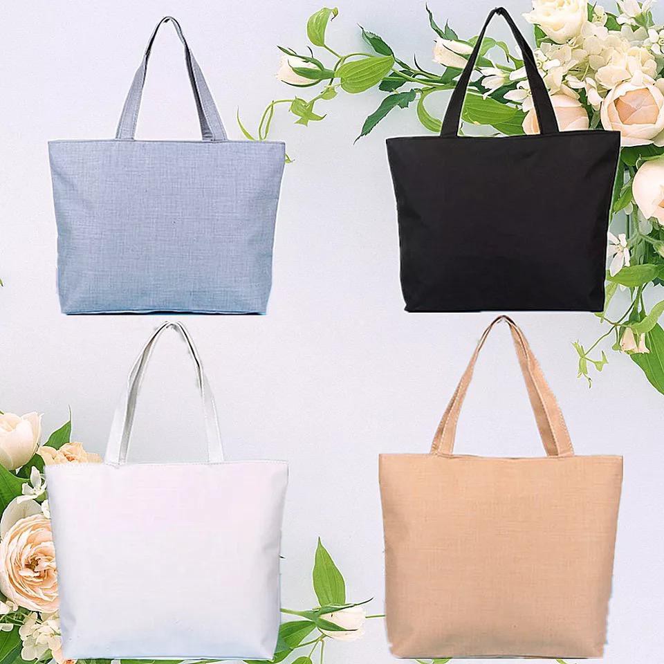 Korean Casual Plain Waterproof Canvas Shoulder Tote Bag Recycle Bag ...