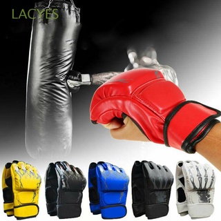 Adults Men Boxing Gloves Muay Thai Gym Punching Bag Half Finger Train Mitts CF 