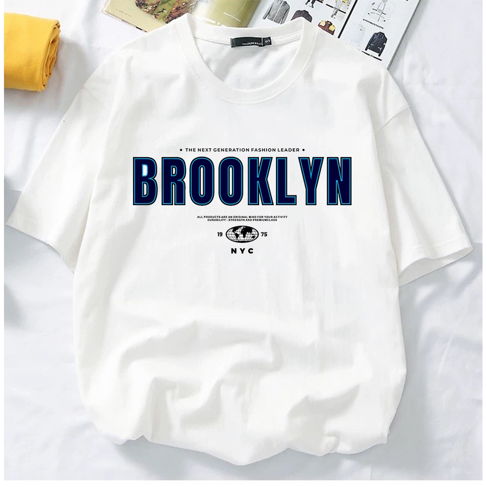BROOKLYN graphic tees OOTD T-shirt lengan pendek perempuan lelaki wanita kain cotton short sleeve women men