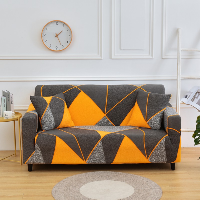 Yellow Geometry Sofa Cover Elastic Furniture Protector For Living