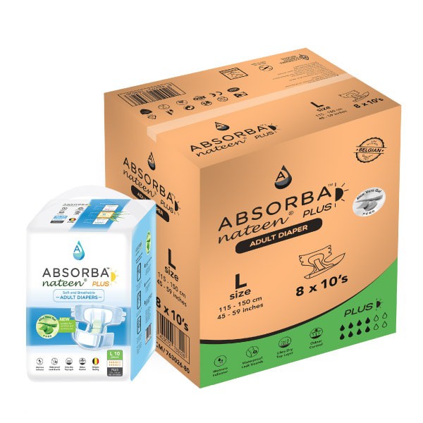 (FREE DELIVERY) Absorba Nateen PLUS Adult Diapers, Lampin Dewasa, Size ...