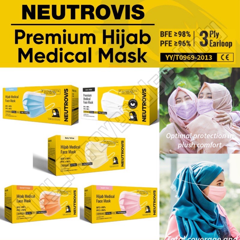 Neutrovis HEADLOOP HIJAB  MASK  3  Ply  Premium Medical Face 
