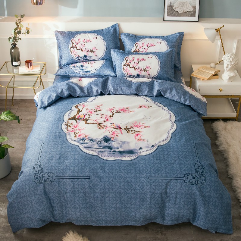 Classic Birds Flower Print Duvet Cover Super Queen Size Bedding