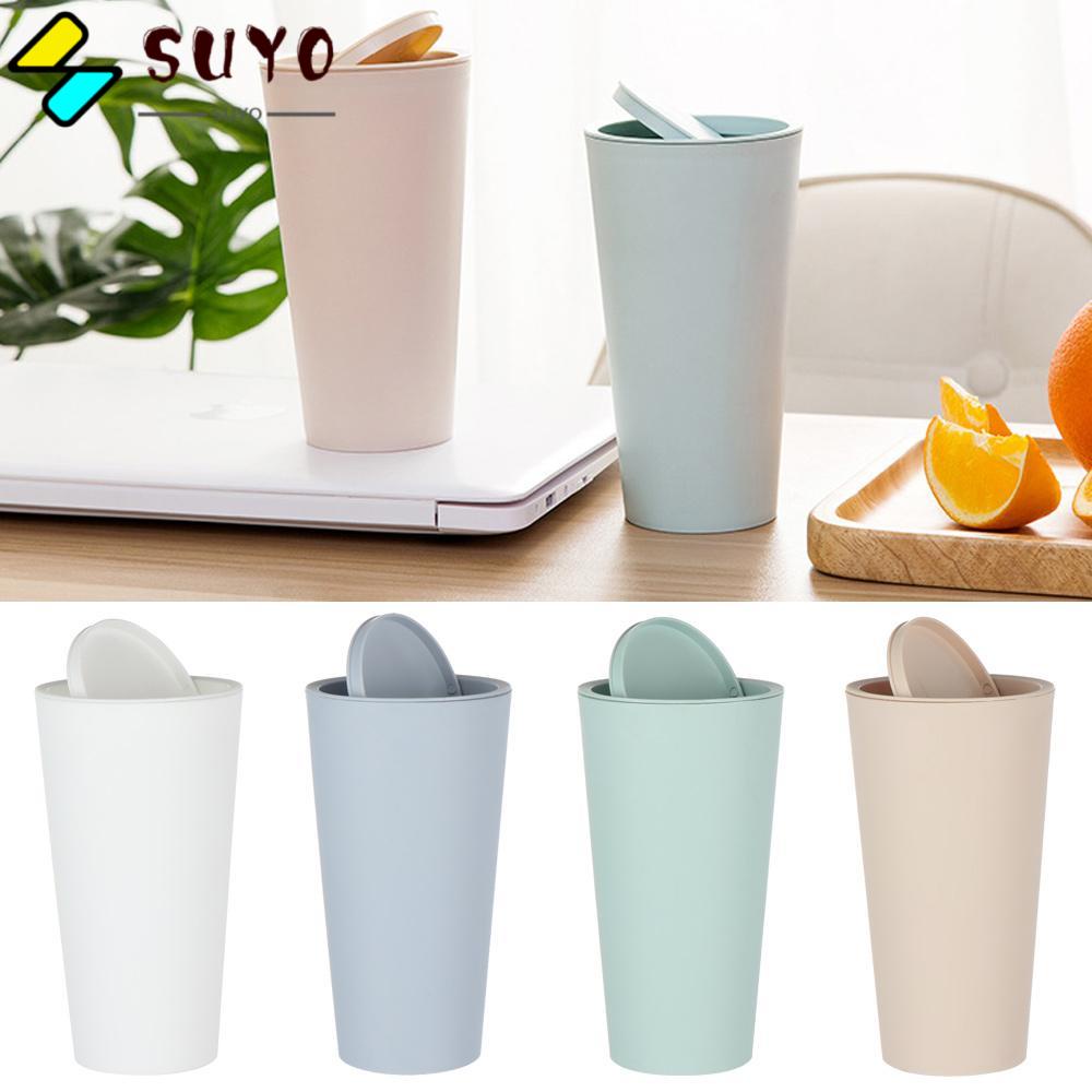 SUYOU High Quality Small Trash Can Plastic Desktop Litter Trash Car Waste Bin Dustbin Container Desk Car Aecessories Organizer Bin Garbage Dust Case Tabletop Trashbox/Multicolor