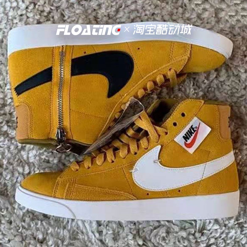 ㍿Nike Blazer Mid Rebel Deconstructed yellow high-top sneakers for men and women BQ4022-700 | Malaysia