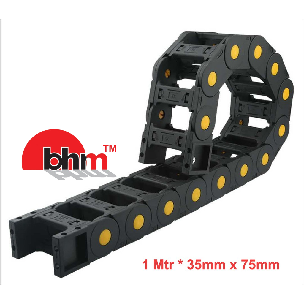Non-openable LMioEtool R18 10mm x 10mm Black Plastic Cable Wire Carrier Drag Chain 1M Length for CNC Bridge Type with End Connectors 