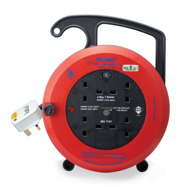 Cable reel, 4 sockets | Shopee Malaysia