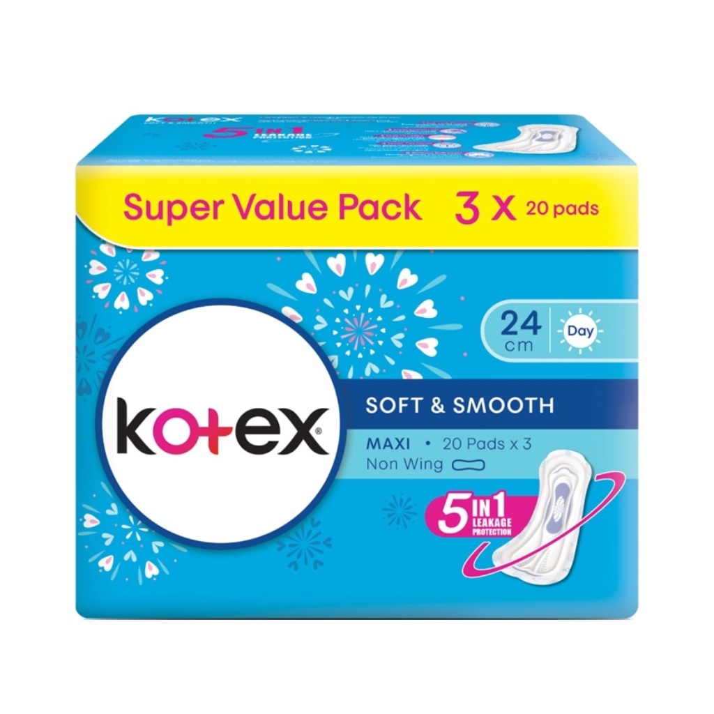 Kotex Soft Smooth Maxi Non Wing 24cm 3x20s