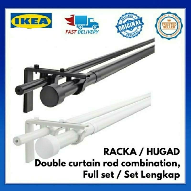 IKEA RACKA/HUGAD Double curtain rod full set Shopee Malaysia