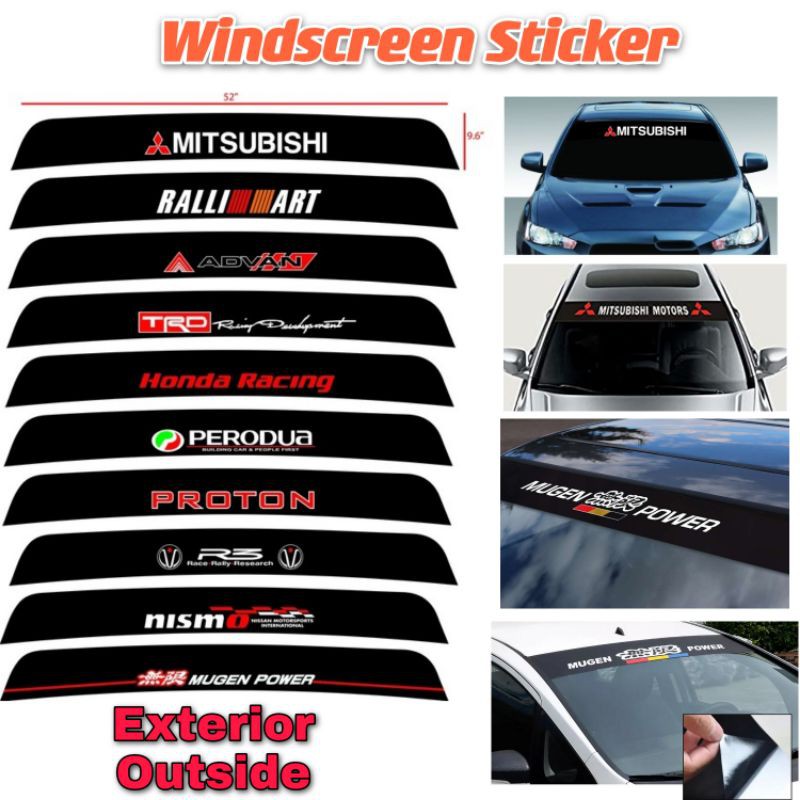 RALLIART Sun Strip Banner Windscreen Sticker For Mitsubishi - Customizable