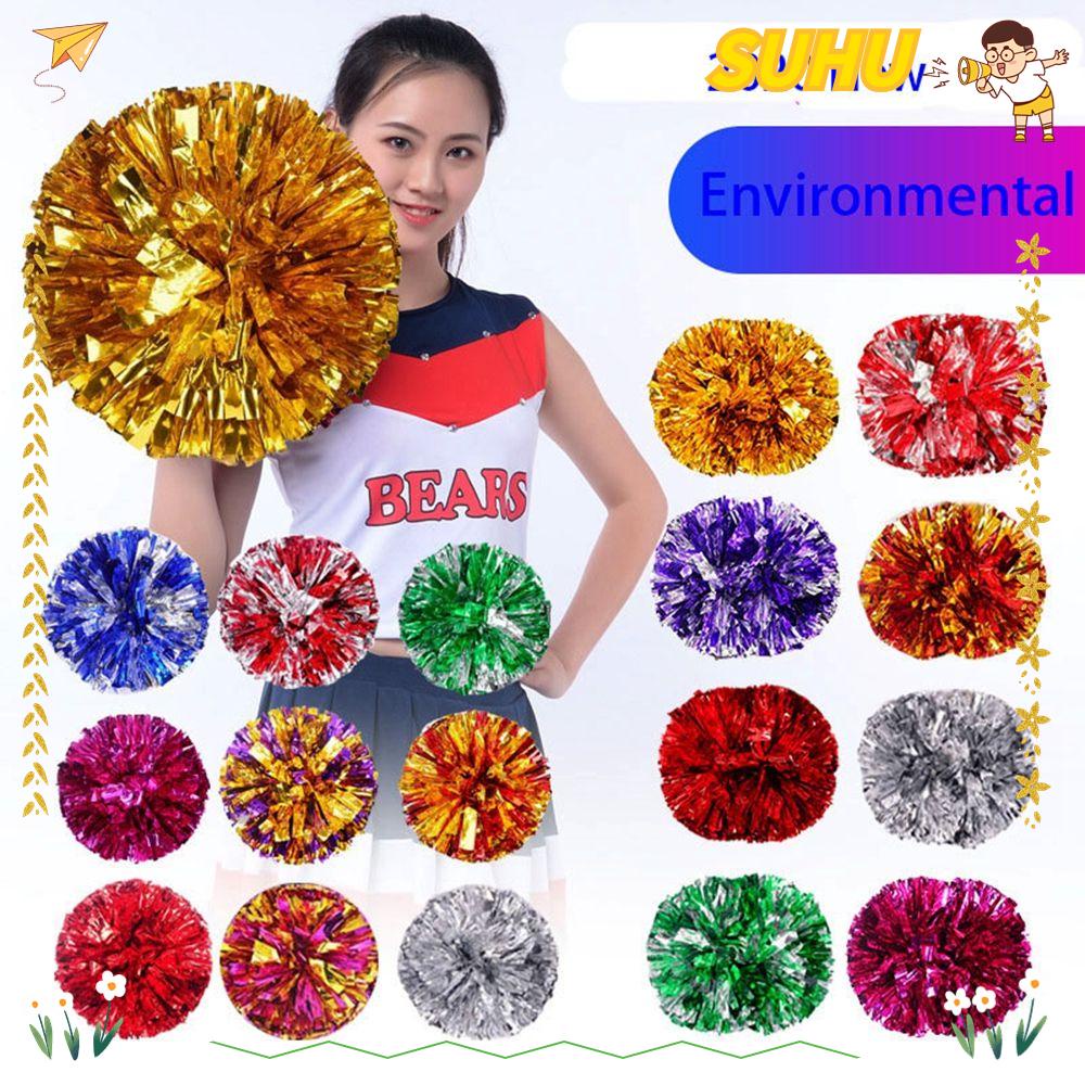 SUHU Finger Ring Style Cheerleader Pom Poms Double hole handle Dance Party Decorator Cheerleading Cheering Ball Fancy Competition Flower Dress Costume Concert Club Sport Supplies