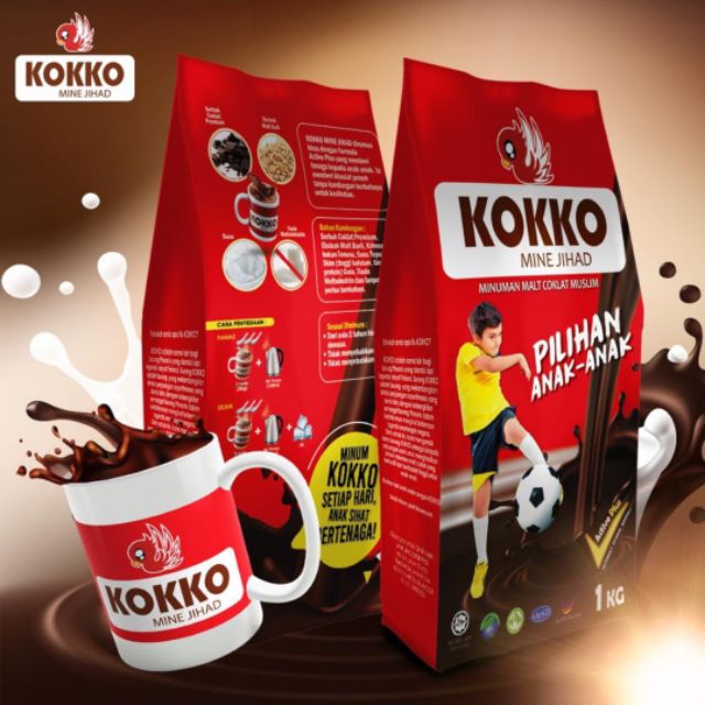 KOKKO MINUMAN MALT COKLAT  PRODUK  MUSLIM 1 KG with FREEGIFT 