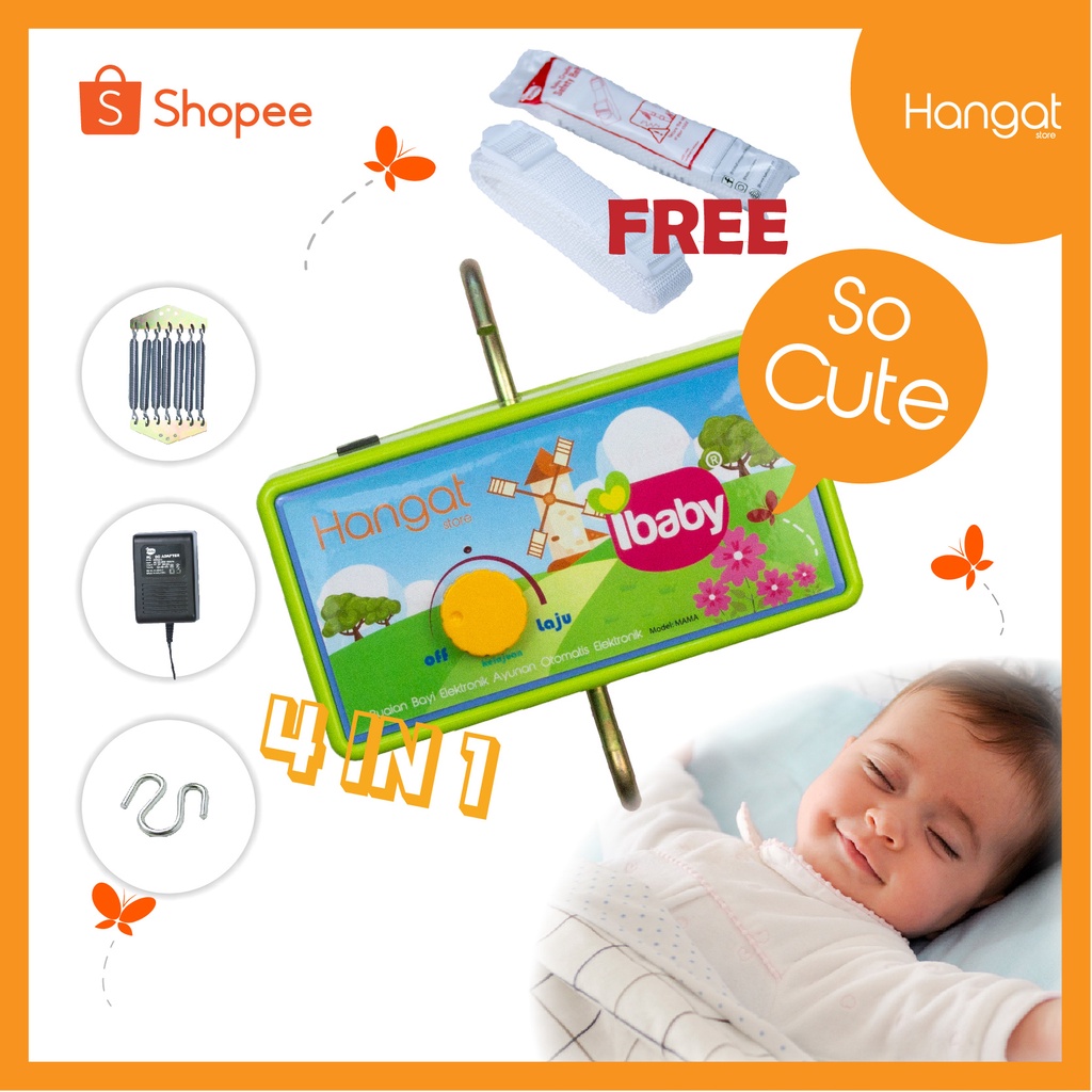 shopee: Hangat Store x IBaby electronic baby cradle 4 IN 1 Auto matic baby cradle Free ONE RM7.80 Safety belt (0:0::;0:0::)