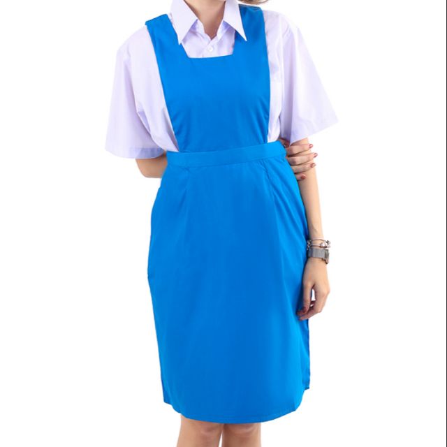 Secondary Blue Pinafore Dress ( Buy 4 Free 1) | Shopee Malaysia