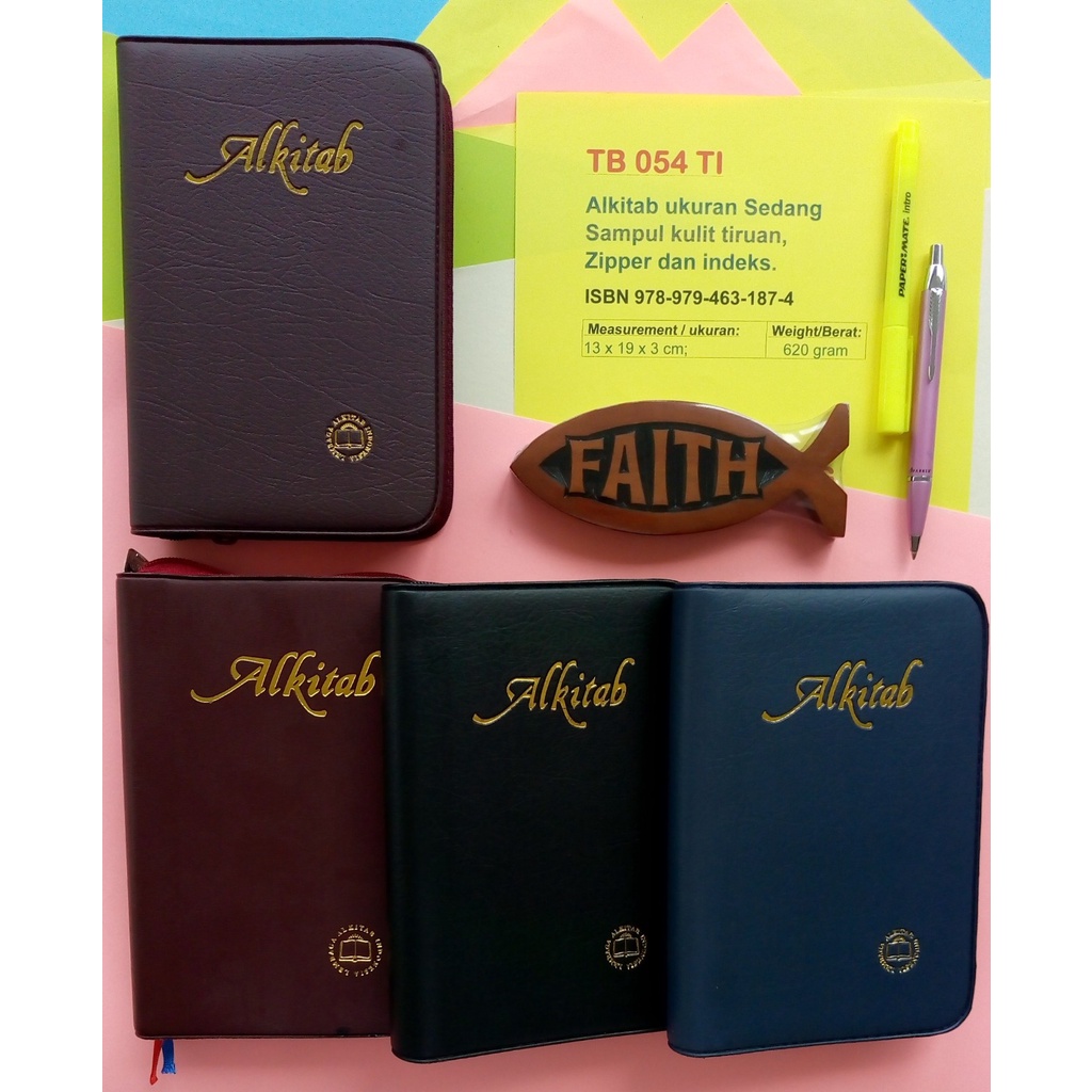 Alkitab Bahasa Indonesia, sampul kulit tiruan, zipper dan indeks, ukuran sedang (TB 054 TI-Z)