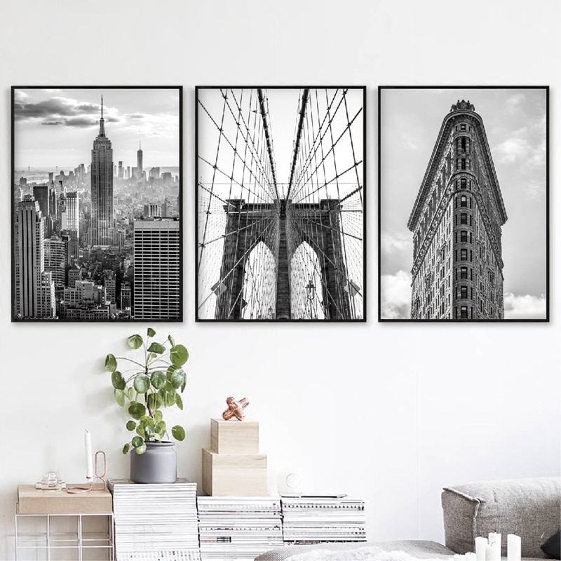 New York City Black White Posters Prints Brooklyn Bridge Photos Wall Art Canvas Painting Pictures Unframed Shopee Malaysia