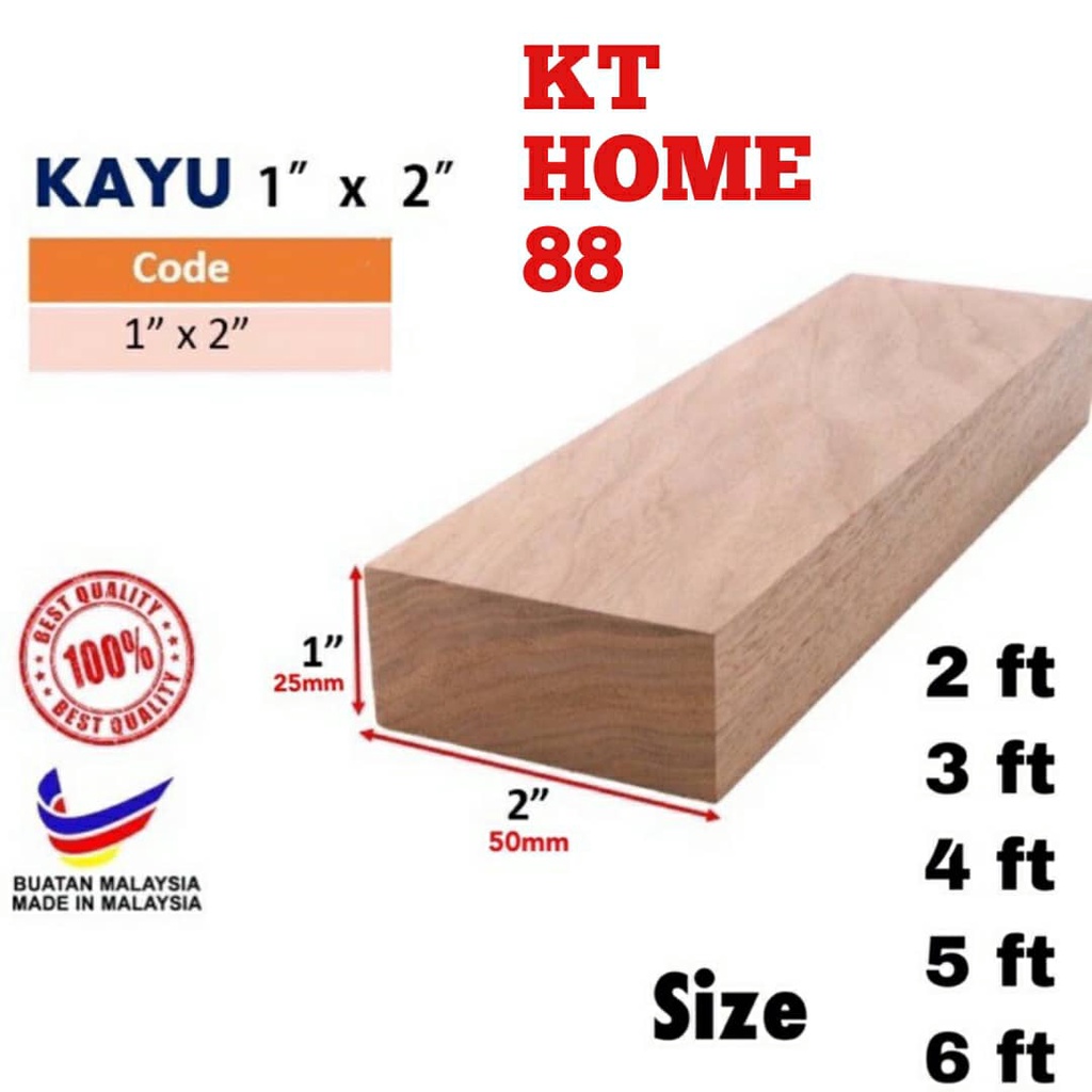 1x2 25mmx50mm Kayu Perabot Batang Furniture Wood Kayu Kok Zai