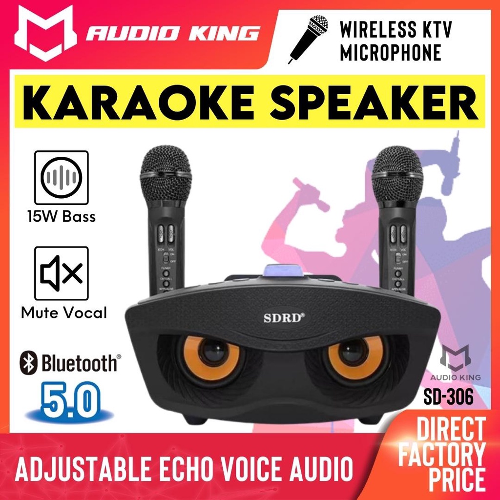 SDRD Speaker With Microphone Karaoke Speaker Bluetooth Bass Karaoke Mic