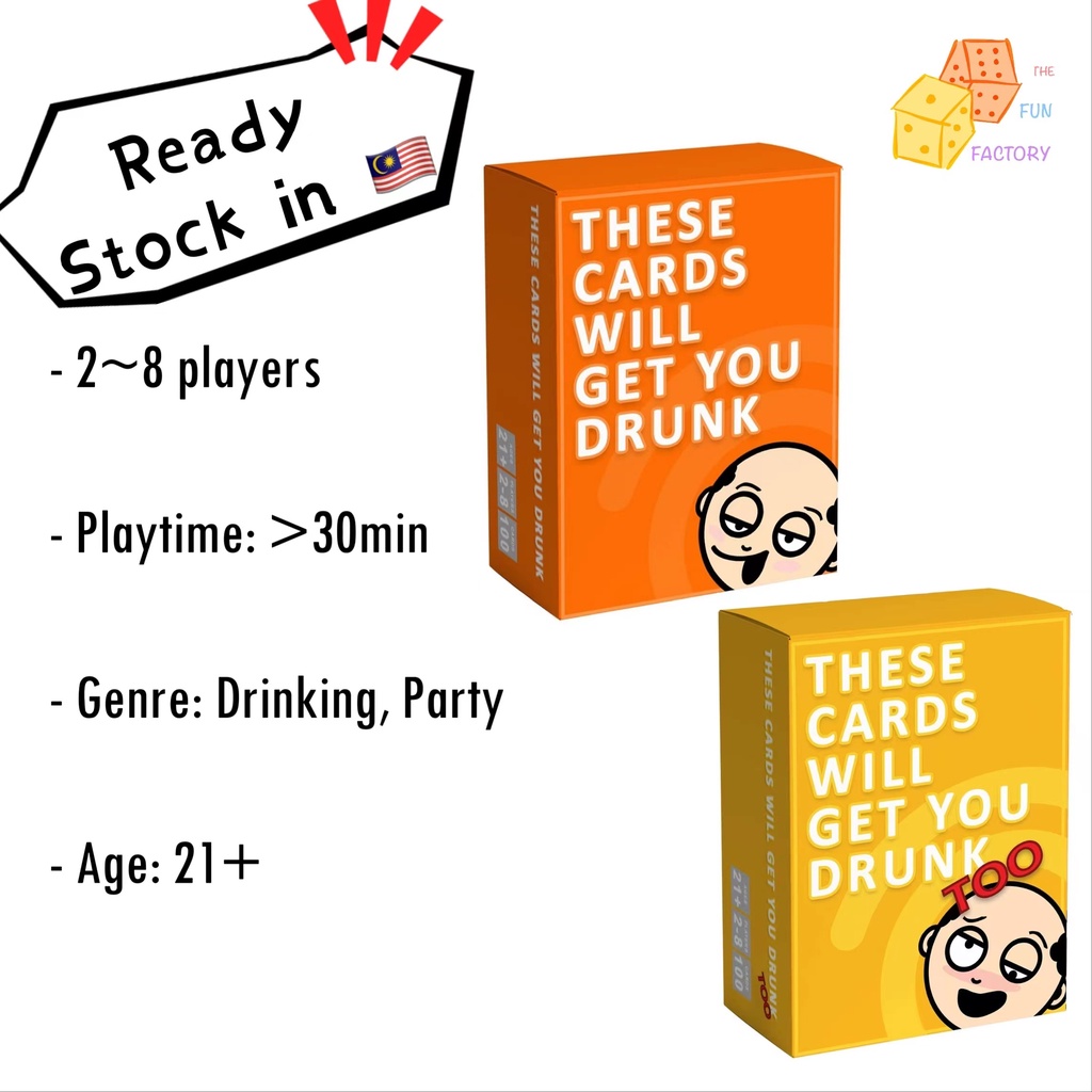 [Ready Stock] THESE CARDS WILL GET YOU DRUNK & TOO Fun Adult Drinking Card Game (base
