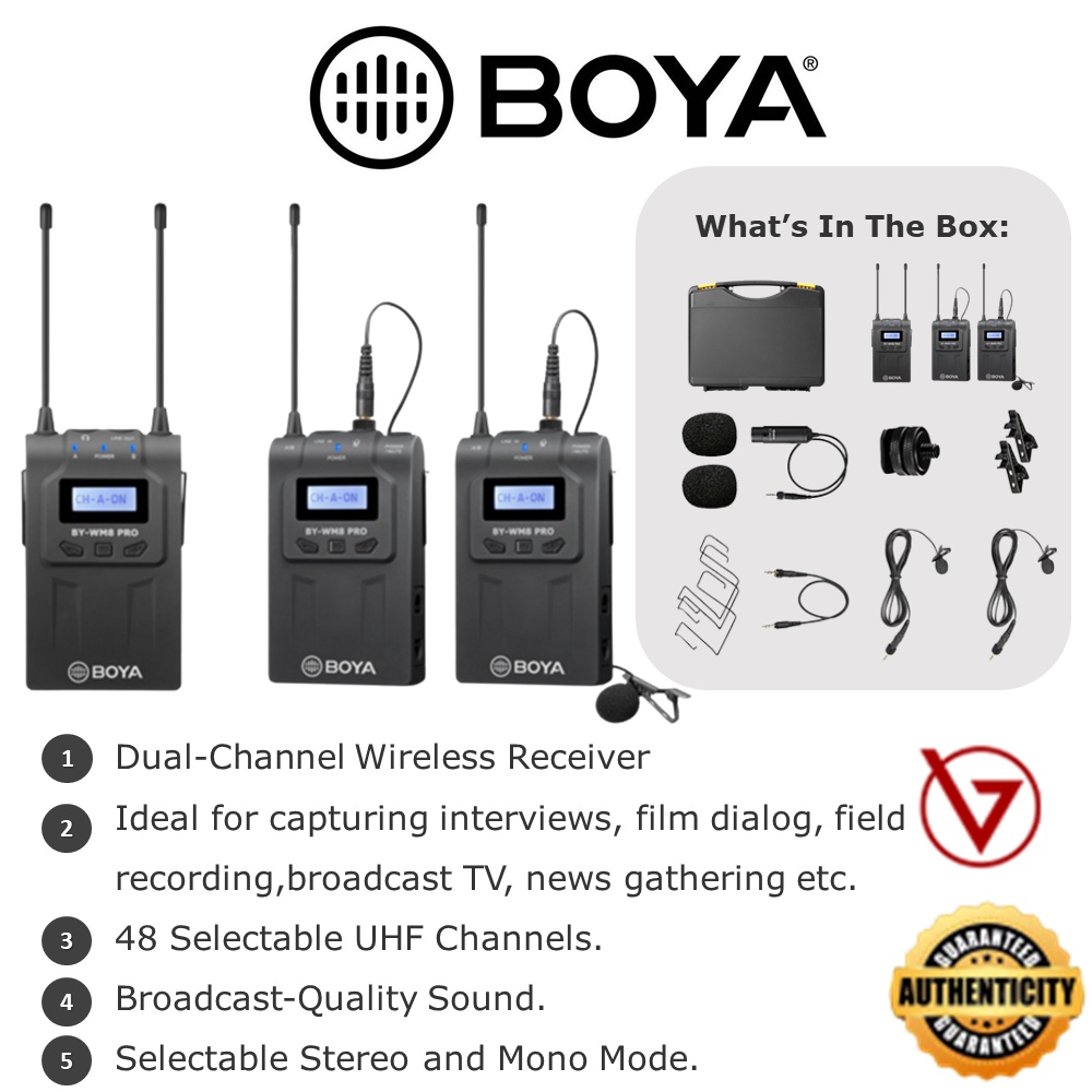 BOYA WM8 ProK1/ K2 UHF DualChannel Wireless Microphone System