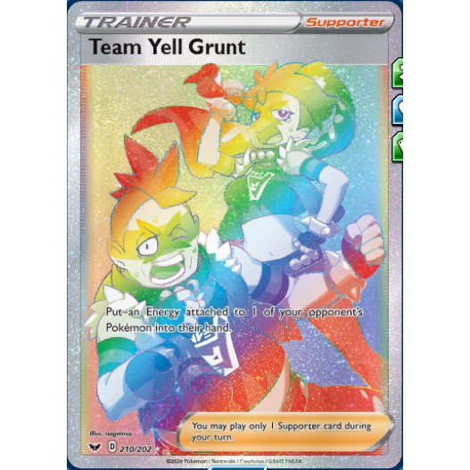 Ptcgo 1x Team Yell Grunt Rainbow Rare Trainer Card 210 2 Shopee Malaysia