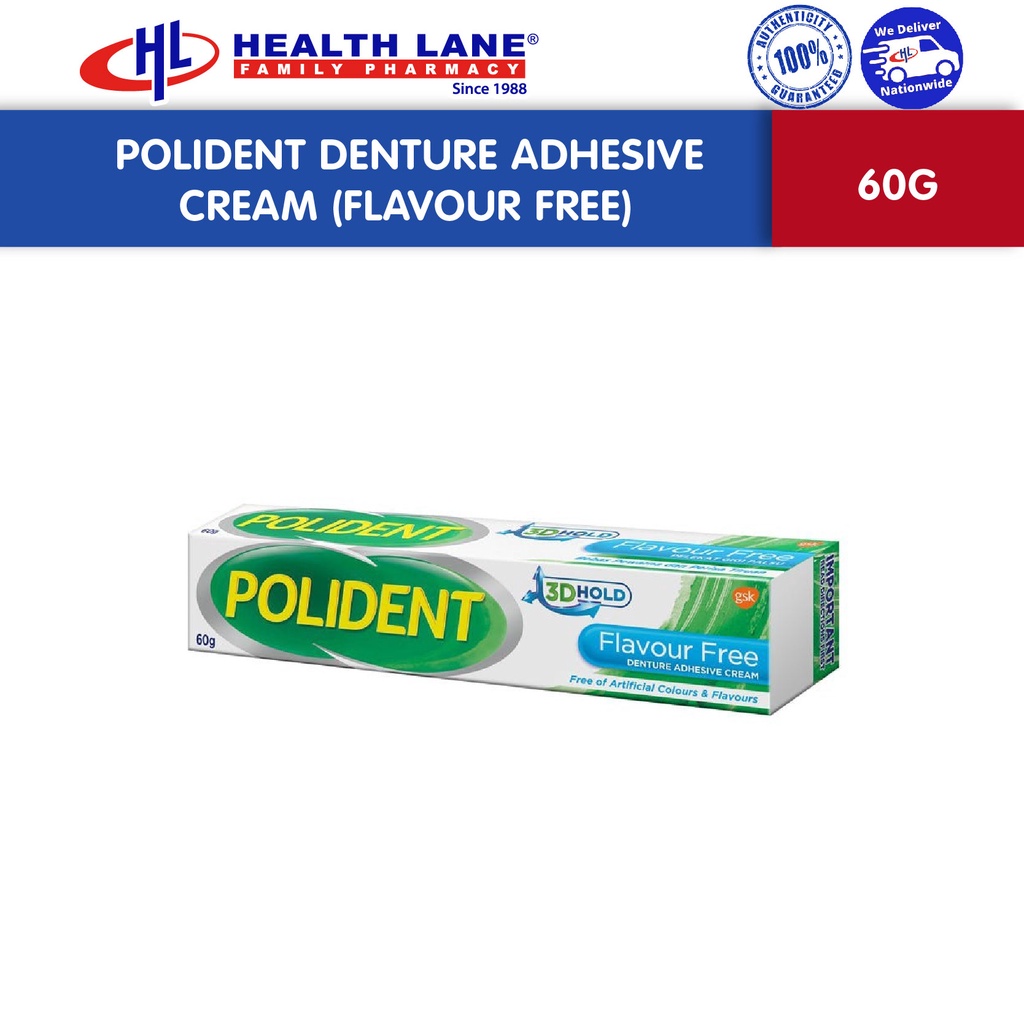 Polident Denture Adhesive Cream Flavour Free (60g) Shopee Malaysia