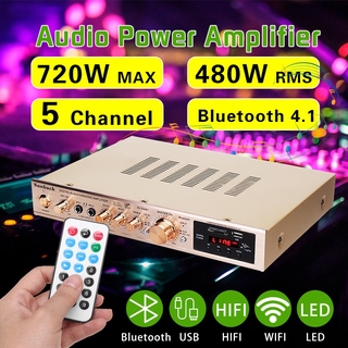 HOT 720W Max 5 Channel  AV-298BT5 USB Bluetooth Home  Amplifier