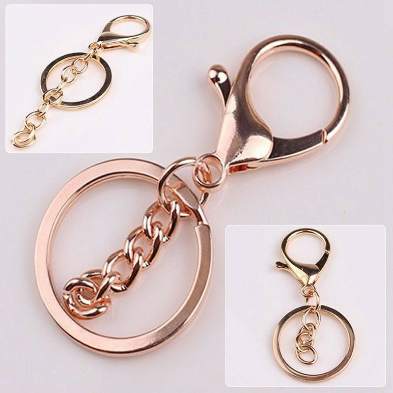 Unisex Gold Silver Key Chains Ring Parts Bag Charms Car Keyring Keychain Trinket. Kunci Cincin Emas Perak.