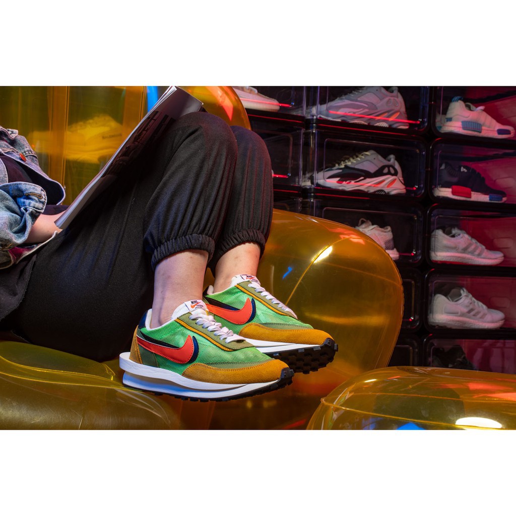 nike sacai waffle green multi