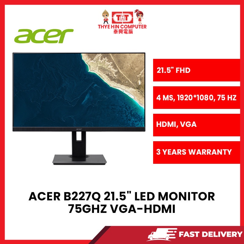 ACER B227Q 21.5" LED MONITOR 75GHZ VGA-HDMI | Shopee Malaysia